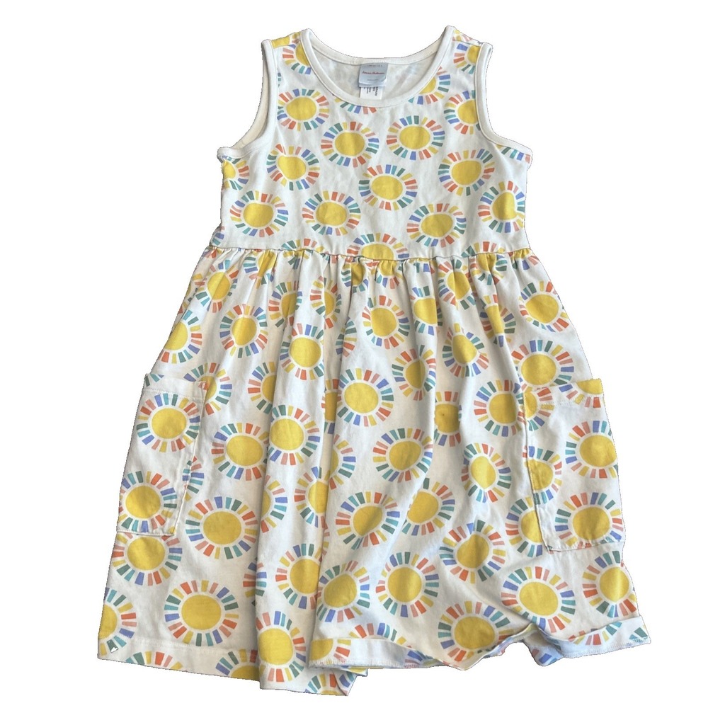 Hanna Andersson Girls Dress Size 8 Colorful Sun Play Sleeveless Play Pocket